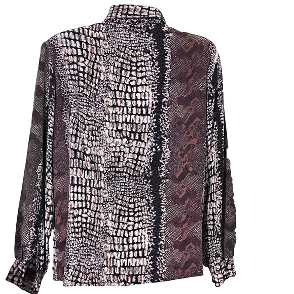 Bob Mackie Blouse Animal Snake Print 100% Silk Sophisticated Career Exotic SZ 8 - Picture 2 of 11